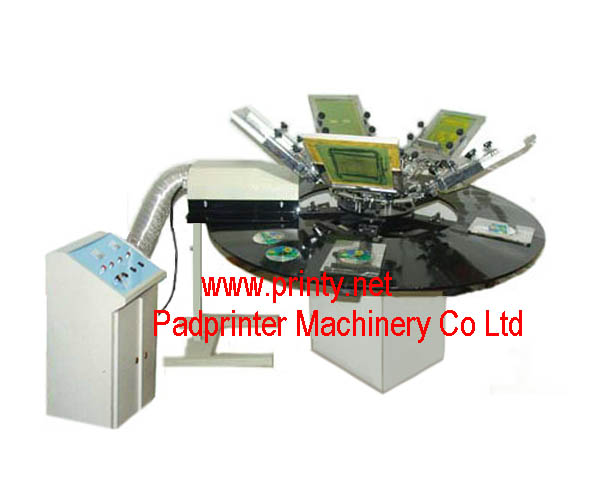 CD DVD Screen Printing Machine | Rotary CD DVD Screen Printer Machine | Manual 1~5 Color Screen Printing Equipment